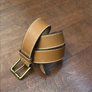 Banana Republic Brown Leather Belt, Supple & Thick, Contrast Stitching, Size 36